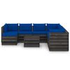 vidaXL 9 pcs conj. lounge jardim c/ almofad&otilde;es madeira impreg. cinza