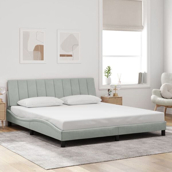 vidaXL Estrutura de cama sem colch&atilde;o Hanko 180x200 cm veludo cinzento-claro