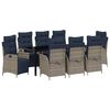 vidaXL Conjunto de Jantar para Jardim 9 unid. Cinza e Preto Vime