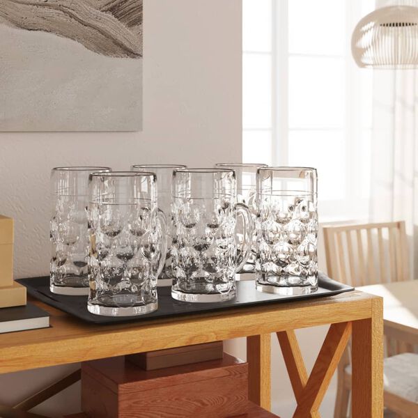 vidaXL Canecas de cerveja com pega 6 pcs 500 ml vidro