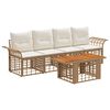 vidaXL Conjunto de Sof&aacute; de Jardim 5 unid. Natural e Branco Creme
