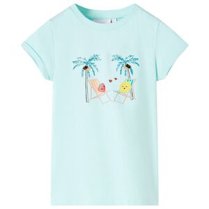 vidaXL T-shirt de crian&ccedil;a ciano-claro 128