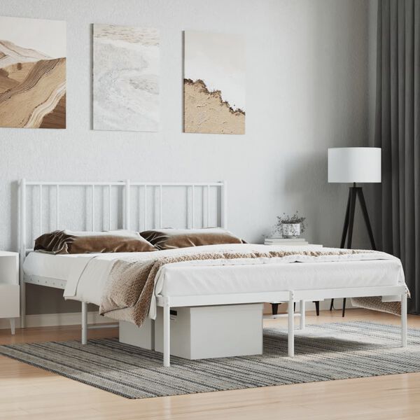 vidaXL Estrutura de cama com cabeceira 140x200 cm metal branco