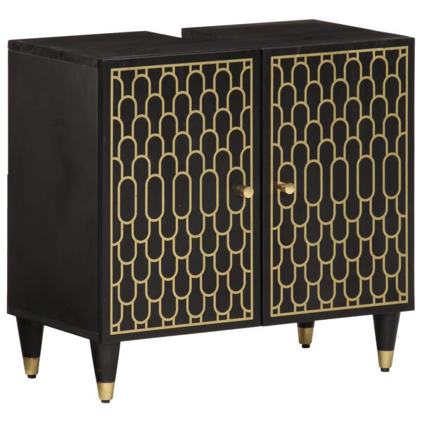 vidaXL 2 pcs conj. móveis p/ casa de banho madeira mangueira maciça