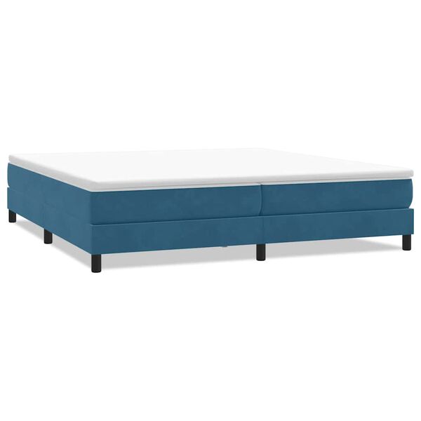 vidaXL Cama com molas sem colch&atilde;o 200x220 cm veludo azul-escuro
