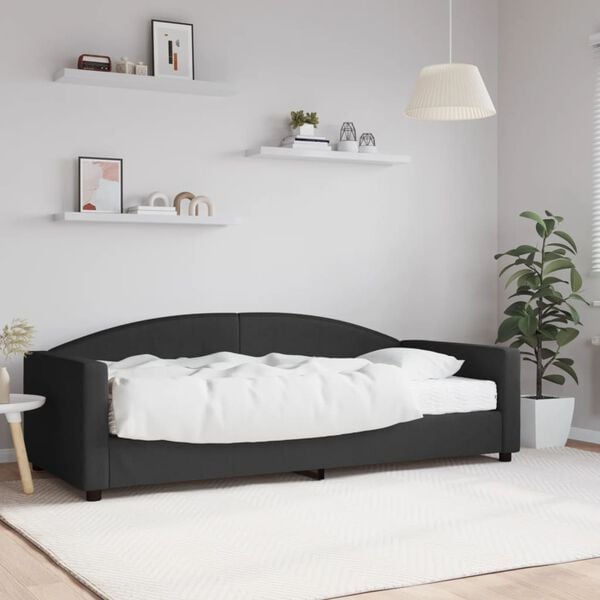 vidaXL Sof&aacute;-cama com colch&atilde;o 90x200 cm tecido preto