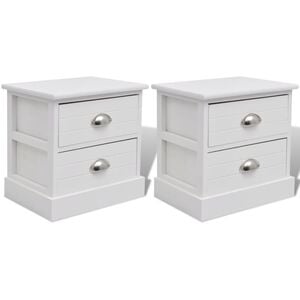 vidaXL Mesas de cabeceira estilo franc&ecirc;s 2 pcs branco