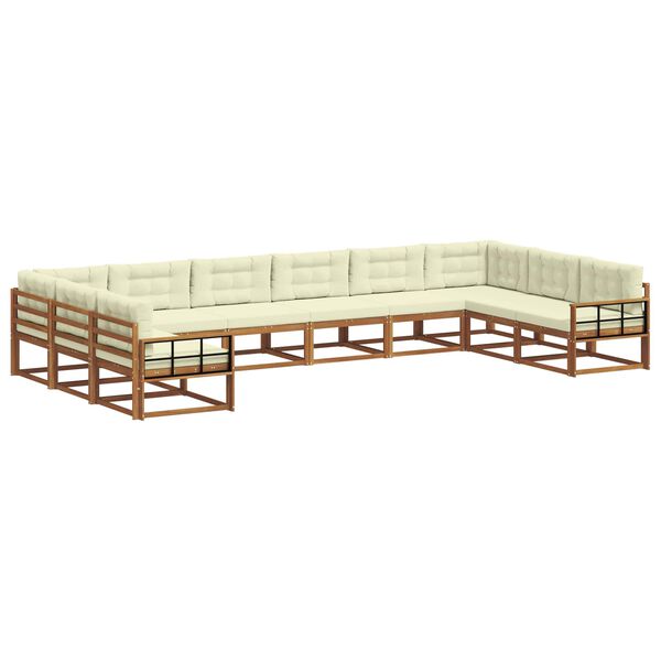 vidaXL Conjunto de Sof&aacute;s para Exterior 10 pcs Natural e Creme