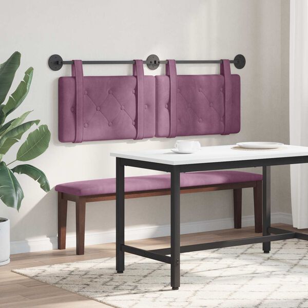 vidaXL Cabeceira Suspensa Roxo 150 x 55 x 5 cm Veludo