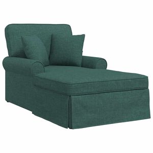 vidaXL Chaise Lounge com Saia 3 unid. Verde Escuro tecido