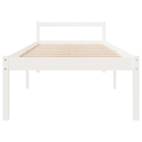 vidaXL Cama de solteiro pequena p/ idosos 75x190cm pinho maci&ccedil;o branco