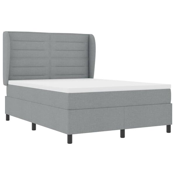 vidaXL Cama Box com colch&atilde;o Cinzento-claro 160 x 200 cm tecido
