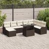 vidaXL Conjunto de Sof&aacute; de Jardim 9 pcs Castanho Rattan Sint&eacute;tico