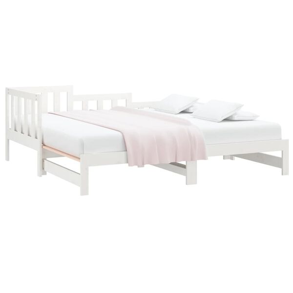 vidaXL Estrutura sof&aacute;-cama de puxar 2x(90x190) cm pinho maci&ccedil;o branco