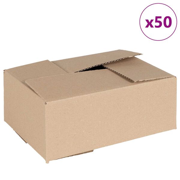 vidaXL Caixa Rebat&iacute;vel 50 pcs Natural 25 x 17,5 x 10 cm cart&atilde;o