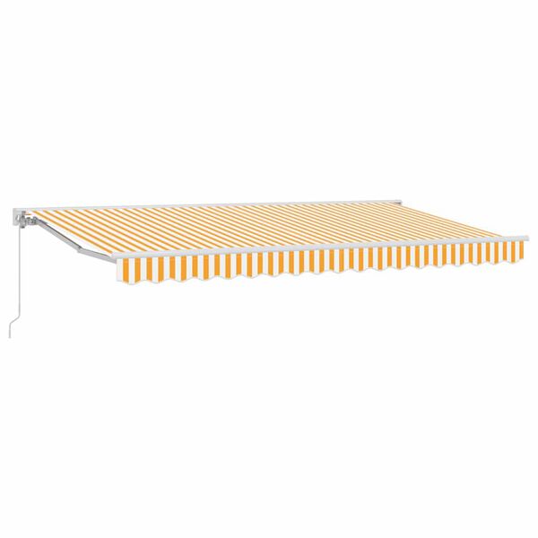 vidaXL Toldo Retr&aacute;til Amarelo e Branco 350 x 200 cm Alum&iacute;nio e Tecido