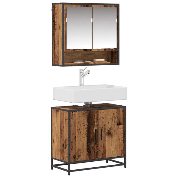 vidaXL Conjunto de M&oacute;veis para Banheiro com porta 2 pcs Madeira Antiga