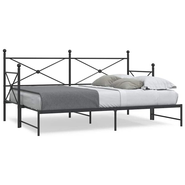 vidaXL Cama de dia com gavet&atilde;o sem colch&atilde;o 90x200 cm a&ccedil;o preto