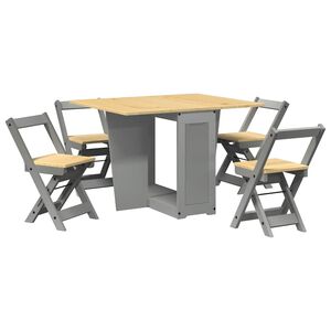 vidaXL 5 pcs conj. de jantar dobr&aacute;vel Corona madeira de pinho cinzento