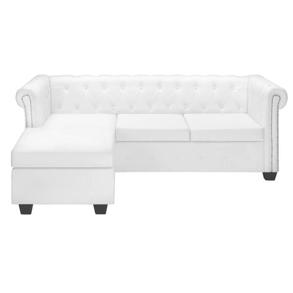 vidaXL Sof&aacute; Chesterfield em forma de L couro artificial branco