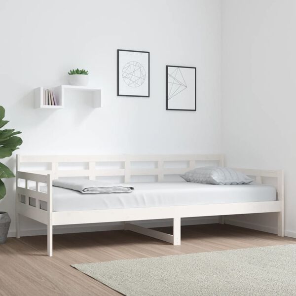vidaXL Sof&aacute;-cama 90x200 cm madeira de pinho maci&ccedil;a branco