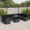 vidaXL Conjunto de Sof&aacute; de Jardim 11 pcs Preto Rattan de Polipropileno