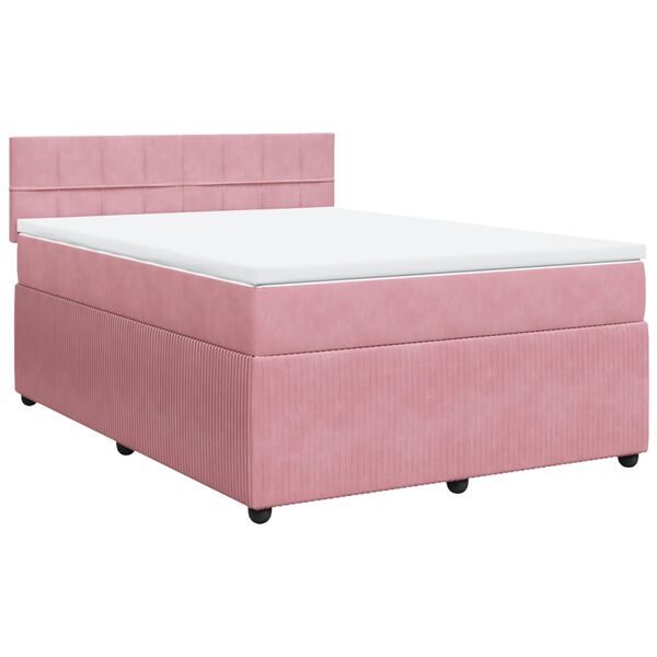 vidaXL Cama com molas/colch&atilde;o 160x200 cm veludo rosa