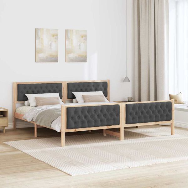 vidaXL Estrutura da Cama com cabeceira Cinza Escuro 200 x 200 cm