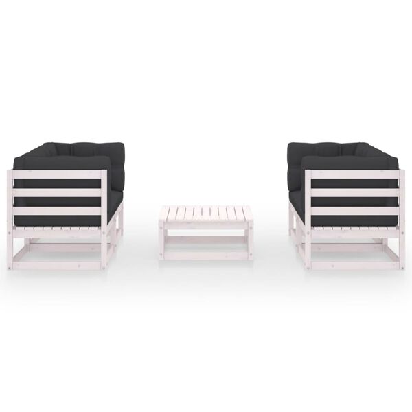 vidaXL 5 pcs conjunto lounge de jardim c/ almofadões pinho maciço