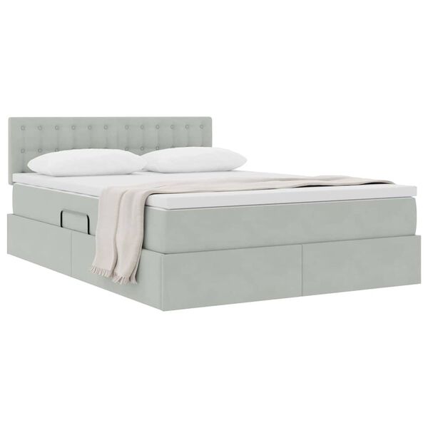 vidaXL Cama com Armazenamento Cinzento-claro 140 x 190 cm Veludo