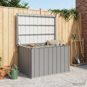 vidaXL Caixa de arruma&ccedil;&atilde;o para jardim 109x67x65 cm cinzento