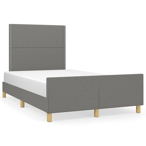 vidaXL Estrutura de cama sem colch&atilde;o cinza escuro 120x190 cm tecido