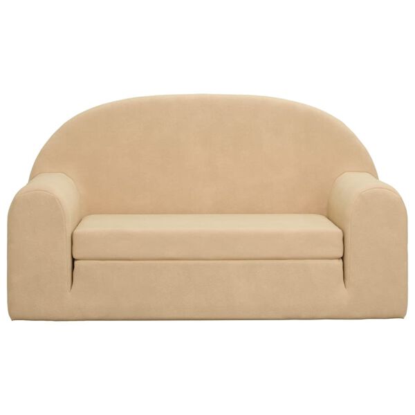 vidaXL Sof&aacute;-cama infantil de 2 lugares pel&uacute;cia cor creme