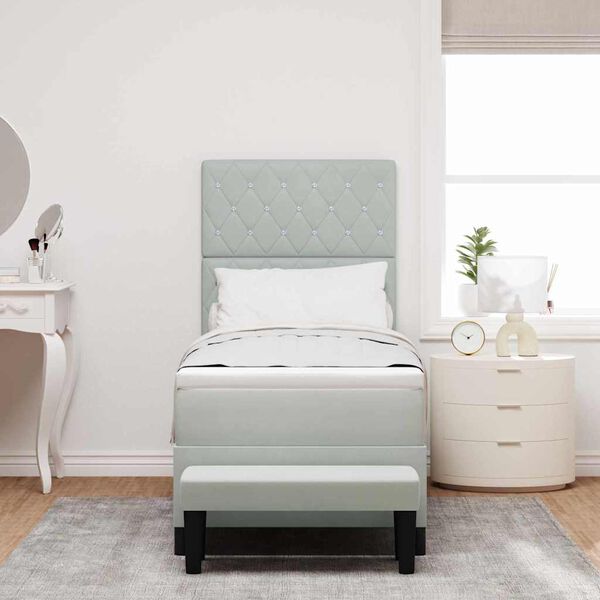 vidaXL Cama Box com colch&atilde;o Cinzento-claro 80 x 200 cm Veludo