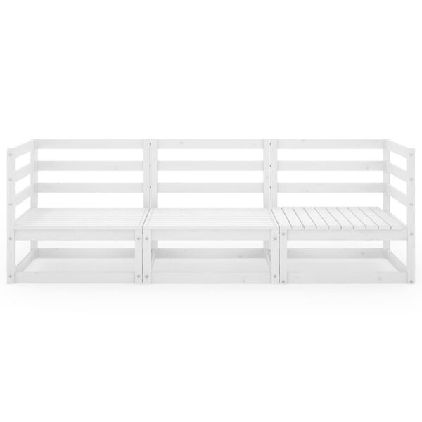 vidaXL Sofá de 3 lugares para jardim pinho maciço branco