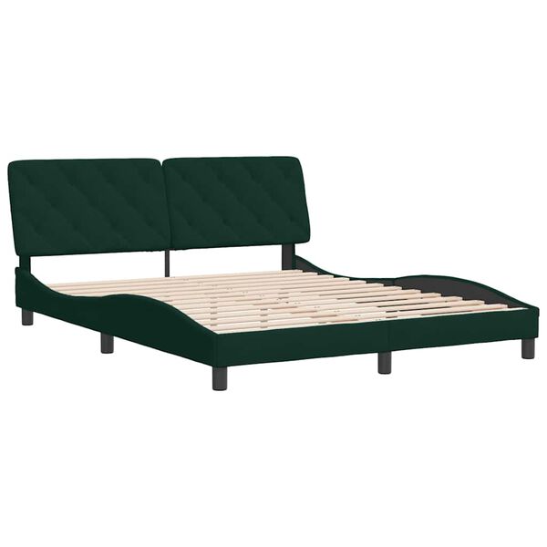 vidaXL Estrutura de cama sem colch&atilde;o 160x200 cm veludo verde-escuro