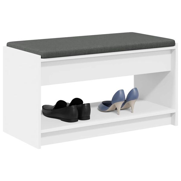 vidaXL Banco de Hall com almofada Branco 83 x 38 x 45 cm