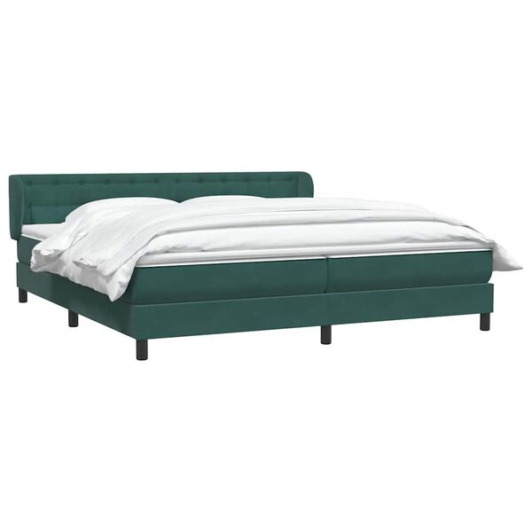 vidaXL Cama com molas colch&otilde;es 200x210 cm veludo verde-escuro