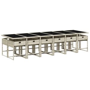 vidaXL 13 pcs conj. jantar jardim c/ almofad&otilde;es vime PE cinzento-claro