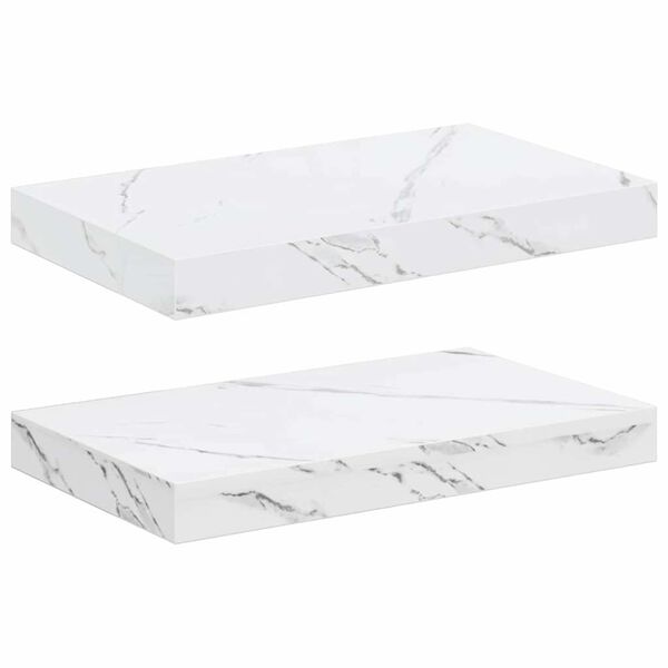 vidaXL Prateleira de Parede 2 pcs M&aacute;rmore Branco 40 x 23,5 x 4 cm