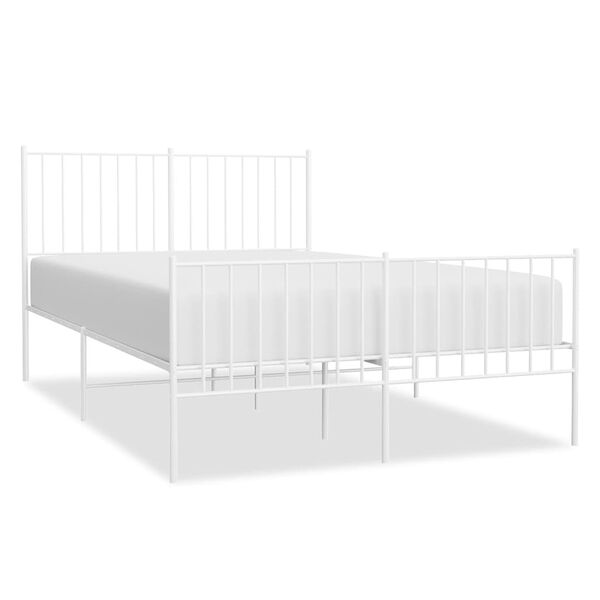 vidaXL Estrutura de cama com cabeceira e p&eacute;s 120x190 cm metal branco