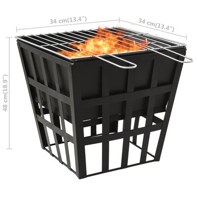 vidaXL Braseira e barbecue 2-em-1 34x34x48 cm aço