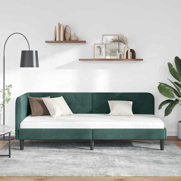 vidaXL Estrutura de Cama de Canto Verde Escuro 80 x 200 cm Veludo