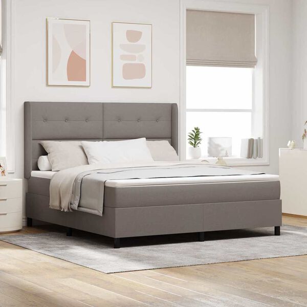 vidaXL Cama Box com colch&atilde;o Cinzento-acastanhado 180 x 200 cm tecido