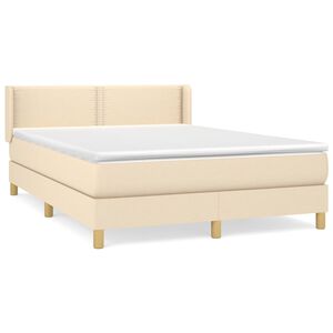 vidaXL Cama com molas/colch&atilde;o 140x200 cm tecido cor creme