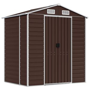 vidaXL Abrigo de jardim 191x130x198 cm a&ccedil;o galvanizado castanho