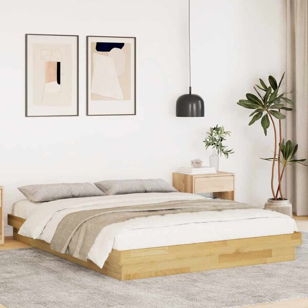 vidaXL Estrutura de cama sem colch&atilde;o 135x190 cm de madeira de carvalho