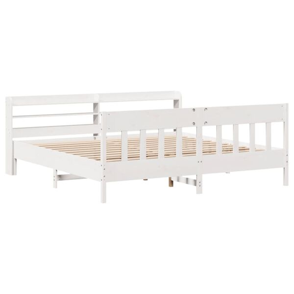 vidaXL Cama sem colch&atilde;o 200x200 cm madeira de pinho maci&ccedil;a branco