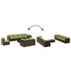 vidaXL 9 pcs conjunto lounge de jardim c/ almofad&otilde;es vime PE castanho