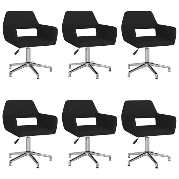 vidaXL Cadeiras de jantar girat&oacute;rias 6 pcs tecido preto